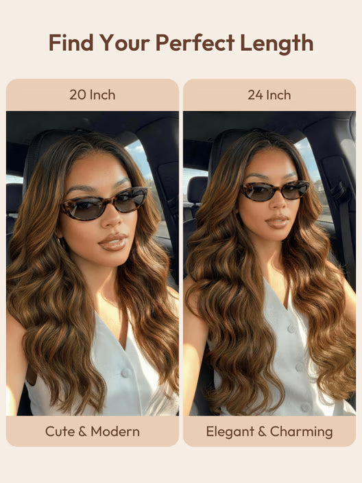 Balayage Highlight Glueless Body Wave 7x5 / 13x4 Lace Front Human Hair Wigs with Invisi Drawstring Put On and Go
