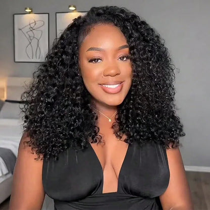 Bob Wig Human Hair Wear Go Glueless Wigs 13x4 Deep Wave Lace Front Closure Wigs Natural Black 14 Inch