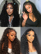 7x5 Glueless Wig Pre Cut 180% Density Wet And Wavy Water Wave Natural Black Invisible Knots Lace Frontal Wig Put On and Go