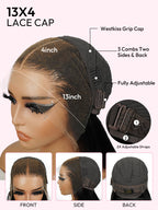 Natural Black Glueless Wig Loose Deep Human Hair 13x4 HD Lace Front Wigs