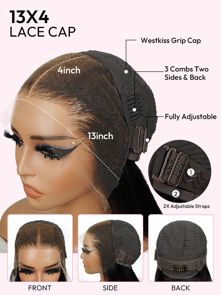 Natural Black Glueless Wig Loose Deep Human Hair 13x4 HD Lace Front Wigs
