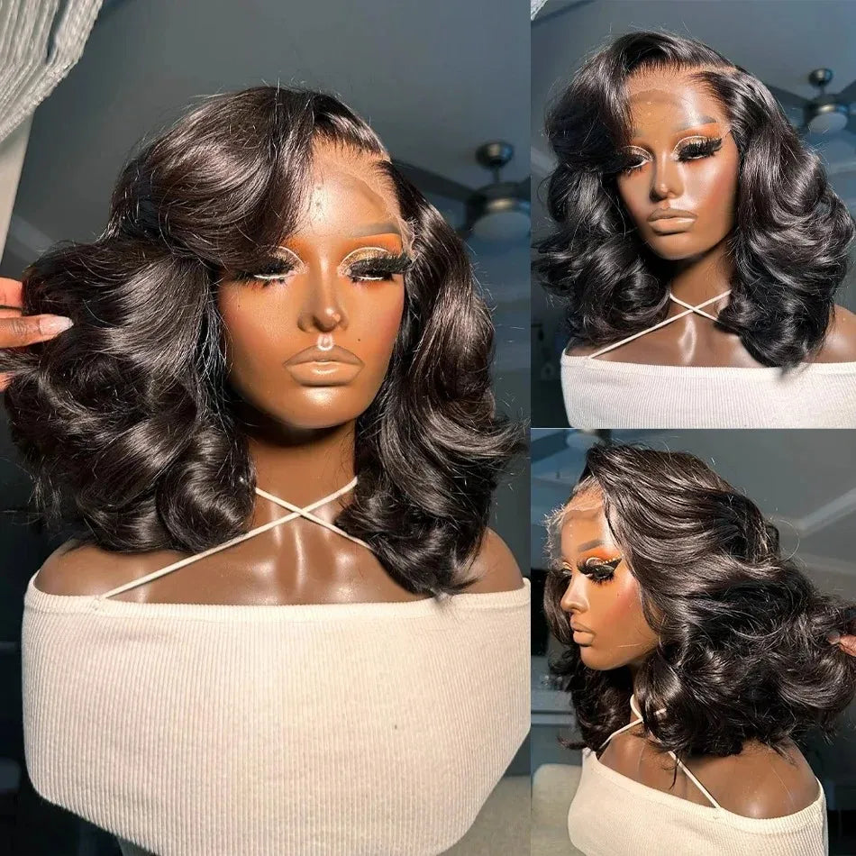 Body Wave 13x4 Lace Frontal Bob Wig Human Hair Remy Short Glueless Pre Cut Lace Wig