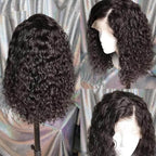 Short Curly Bob 13x4 Lace Front Human Hair Wig Soft Breathable Reusable Nontangled Brazilian Wig Adjustable Size (14 inches)