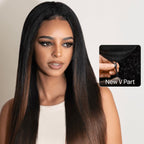 Pre Everything 7x5 Glueless Lace Chestnut Brown Ombre Yaki Straight Put On and Go Wig With Bleached Knots 150% Density