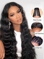 Natural Black Glueless Wig Loose Deep Human Hair 13x4 HD Lace Front Wigs