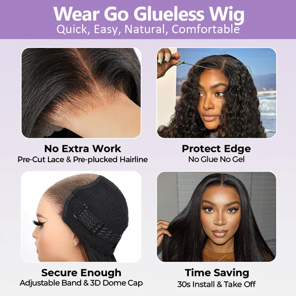 Body Wave Put On and Go Glueless Wigs 150% Density Reddish Brown 7x5 Pre-Cut Lace Wigs with Natural Hairline