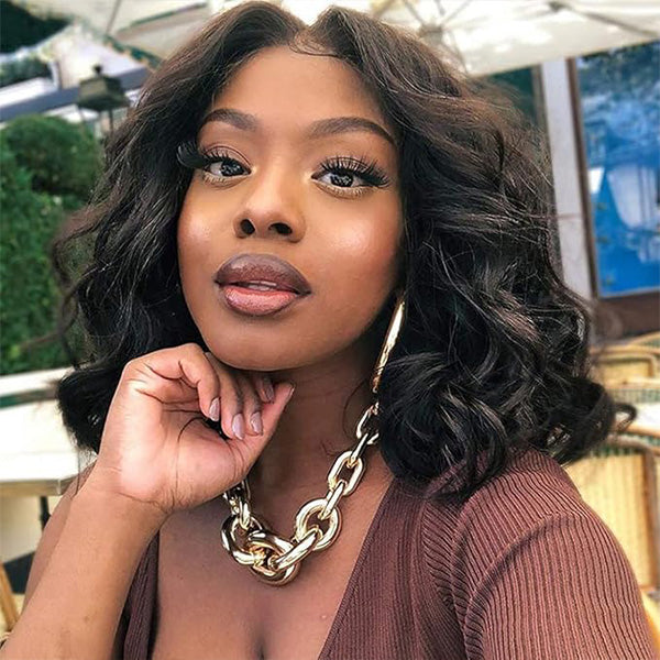 Short Bob Wigs Loose Wave Wear Go Glueless Pre Cut Lace 13x4 Transparent Lace Front Human Hair