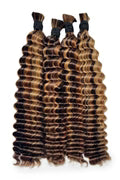 Piano Color Deep Wave Human Hair Bulk Curly Hair Extensions Bundles for Braiding