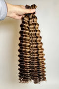 Piano Color Deep Wave Human Hair Bulk Curly Hair Extensions Bundles for Braiding