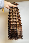 Piano Color Deep Wave Human Hair Bulk Curly Hair Extensions Bundles for Braiding