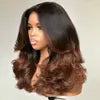 PreCut 13x6 HD Lace Ombre Brown Dark Roots Wear Go Glueless Wave Wig Body Wave Hair