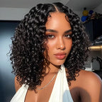 Bob Wig Human Hair Wear Go Glueless Wigs 13x4 Deep Wave Lace Front Closure Wigs Natural Black 14 Inch