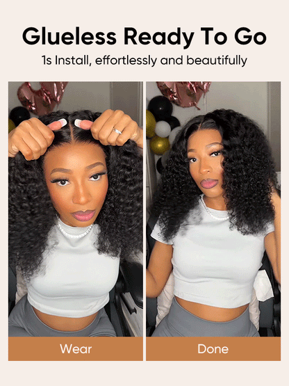 Ready To Go  250% Density Popping Short Bob Cut Curly Glueless HD Lace Front Wigs Human Hair Wigs