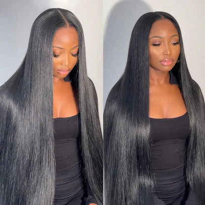 Luxury Custom Straight Wigs Transparent Lace Glueless 100% Human Hair Lace Front Wigs Natural Black
