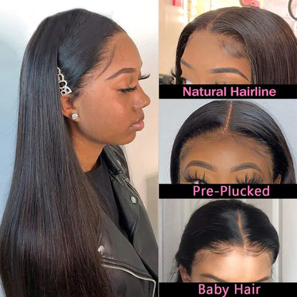 Super Natural Hairline Glueless Wig Silky Straight 13x4 Frontal Lace Ready To Go Human Hair Pre-Cut Lace