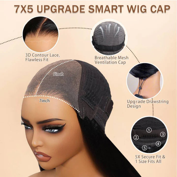 7x5 Pre Cut Honey Blonde Highlights Sun-kissed Hair Shoulder-length Glueless Curly Bob Wig Put On and Go 180% Density