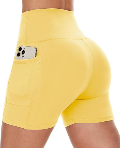 Women Biker Shorts - 3"/5"/8" High Waisted Workout Spandex Tummy Control Gym Running Yoga Shorts with Pockets