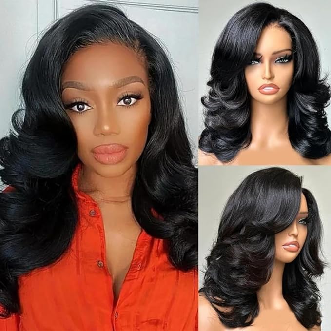 Pre Styled Efortless Chic Layer 7x5 Pre Cut Lace Frontal Wig 200% Density Face Framing Peacock Curls Glueless Ready To Wear Wig