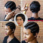 Modern Show Short Mommy Curly Hair Wig Finger Wave Human Hair Wear Go Wigs Guleless Remi Pixie Cut Wig Pre Plucked 150% Density On Sale