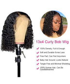 Short Curly Bob Wigs Brazilian Virgin Human Hair 13x4 Lace Front Wigs Kinky Curly Hair Pre Plucked with Baby Hair 150% Density (12inch, 13x4)