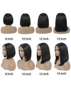 Super Natural Hairline Silky Short Bob Wig Human Hair Straight Bob Lace Human Hair Natural Black