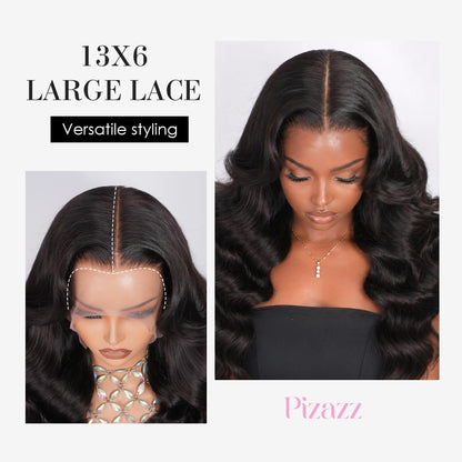 13x4 Body Wave Transparent Lace Front Wigs Human Hair Pre Plucked HD Lace Frontal Glueless Wigs with Baby Hair Natural Black