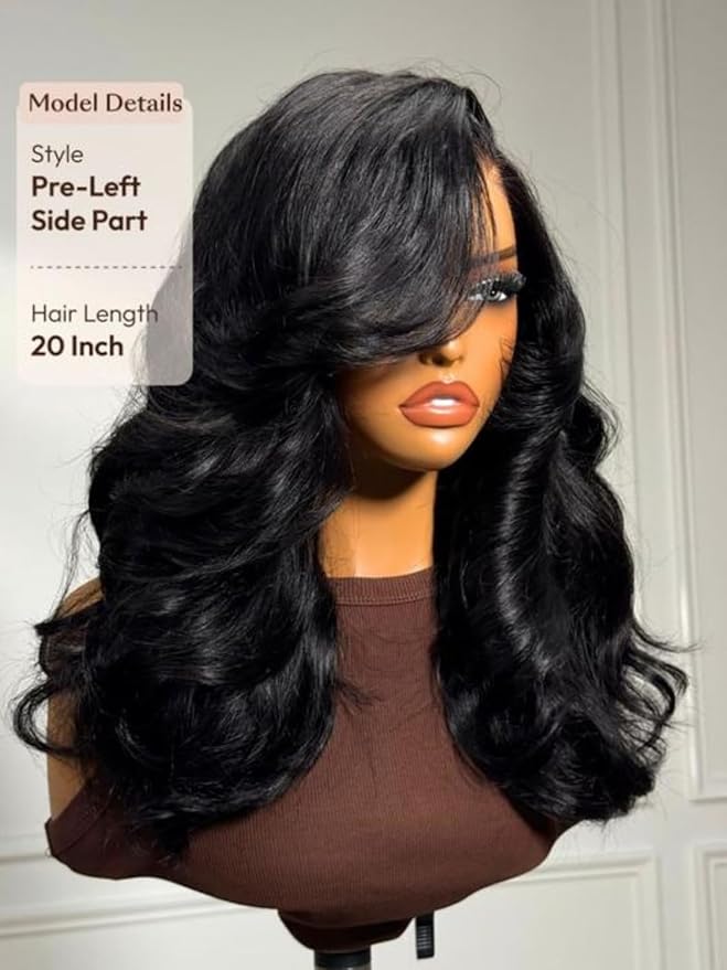 Pre Styled Efortless Chic Layer 7x5 Pre Cut Lace Frontal Wig 200% Density Face Framing Peacock Curls Glueless Ready To Wear Wig