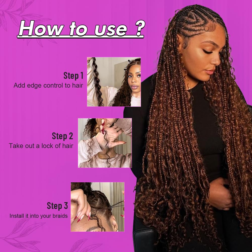 100% Human Deep Wave Bulk Boho Hair for Braiding Curly Bundles Human Hair Wet and Wavy Hair Extension No Weft Natural Brown