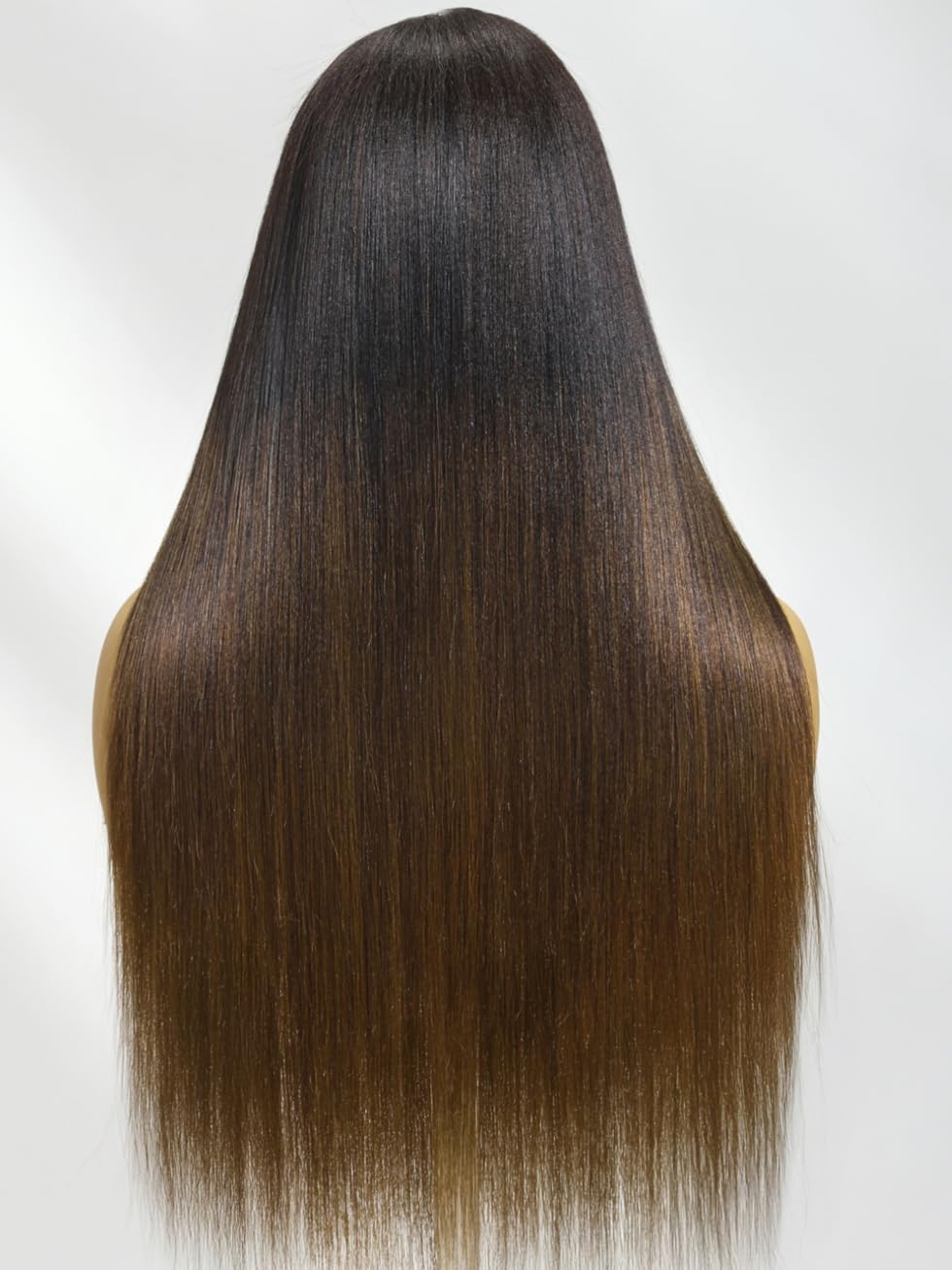 Pre Everything 7x5 Glueless Lace Chestnut Brown Ombre Yaki Straight Put On and Go Wig With Bleached Knots 150% Density