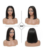 Super Natural Hairline Silky Short Bob Wig Human Hair Straight Bob Lace Human Hair Natural Black
