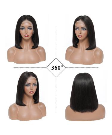 Super Natural Hairline Silky Short Bob Wig Human Hair Straight Bob Lace Human Hair Natural Black