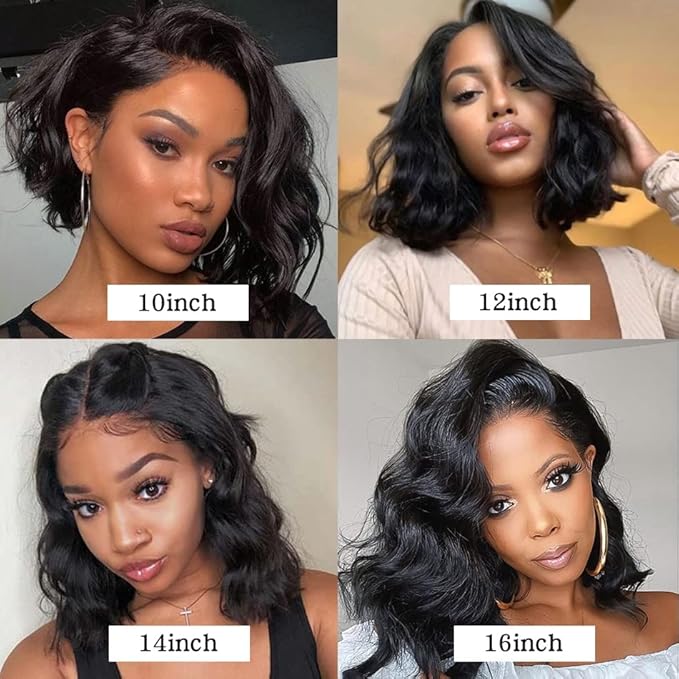 Short Bob Wigs Loose Wave Wear Go Glueless Pre Cut Lace 13x4 Transparent Lace Front Human Hair