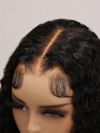 7x5 Glueless Wig Pre Cut 180% Density Wet And Wavy Water Wave Natural Black Invisible Knots Lace Frontal Wig Put On and Go