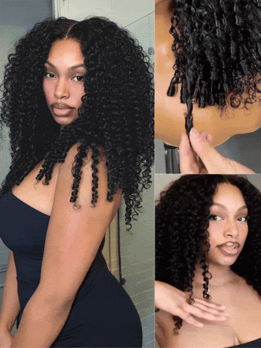 7x5 Bye Bye Knots Kinky Curly Wig Put On and Go Pre Cut Lace Lace Closure Premium Glueless Human Hair Wigs with Drawstring