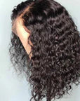 Deep Wave Short Bob Wig Curly Lace Front Wig Glueless 13x4 Human Hair Wear Go Wigs Natural Black