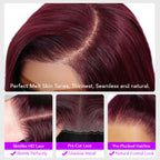 Black Cherry 7x5 Lace Front Drawstring Glueless Short Bob Body Wave Wig Pre-Everything Salon Free Human Hair Wigs