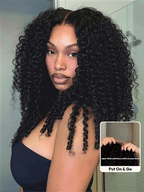 7x5 Bye Bye Knots Kinky Curly Wig Put On and Go Pre Cut Lace Lace Closure Premium Glueless Human Hair Wigs with Drawstring