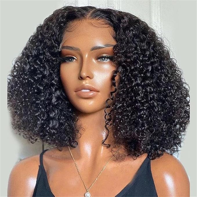 Ready To Go  250% Density Popping Short Bob Cut Curly Glueless HD Lace Front Wigs Human Hair Wigs