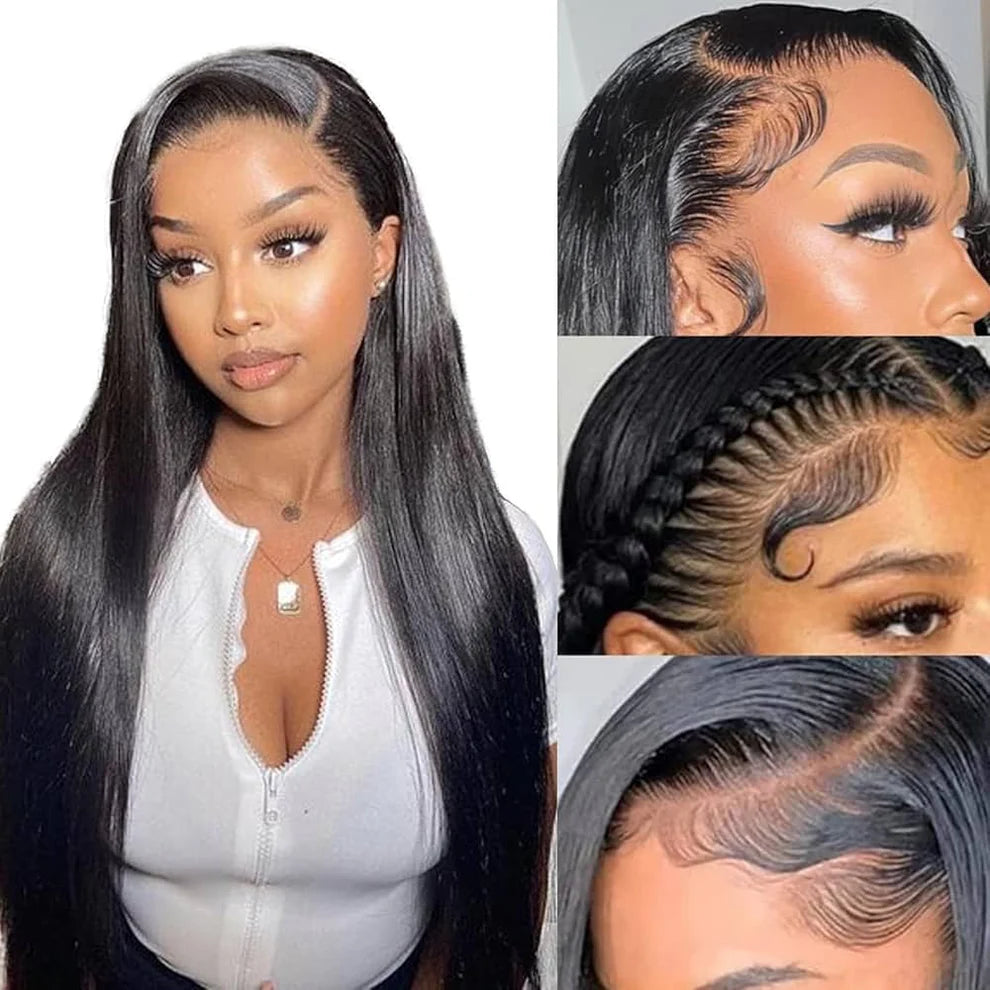 Super Natural Hairline Glueless Wig Silky Straight 13x4 Frontal Lace Ready To Go Human Hair Pre-Cut Lace