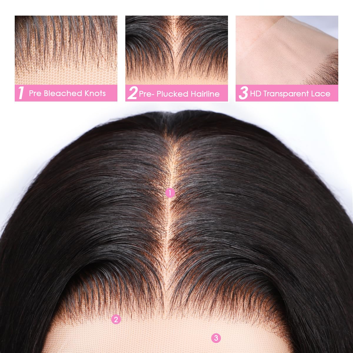 13x4 Body Wave Transparent Lace Front Wigs Human Hair Pre Plucked HD Lace Frontal Glueless Wigs with Baby Hair Natural Black