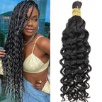 Human Boho Braiding Hair Deep Wave Double Drawn Spanish Curly Bulk Hair Extensions
