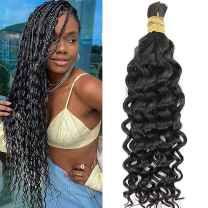 Human Boho Braiding Hair Deep Wave Double Drawn Spanish Curly Bulk Hair Extensions
