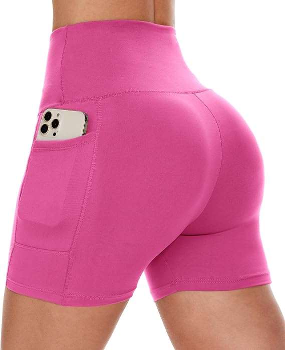 Women Biker Shorts - 3"/5"/8" High Waisted Workout Spandex Tummy Control Gym Running Yoga Shorts with Pockets