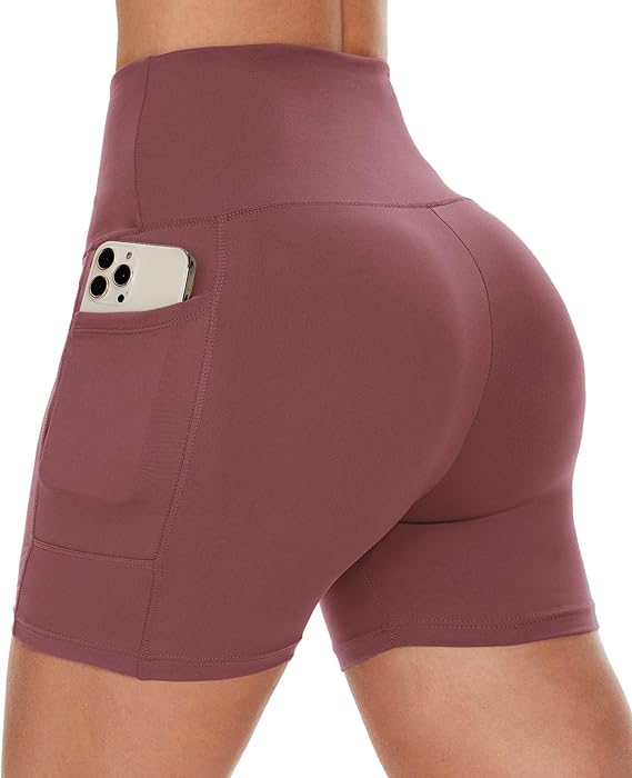 Women Biker Shorts - 3"/5"/8" High Waisted Workout Spandex Tummy Control Gym Running Yoga Shorts with Pockets