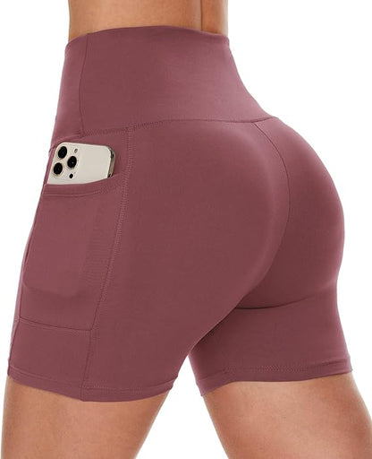 Women Biker Shorts - 3"/5"/8" High Waisted Workout Spandex Tummy Control Gym Running Yoga Shorts with Pockets