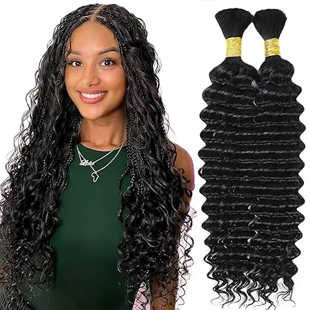 Water Wave Bulk Human Hair For Boho Braiding Natural Black