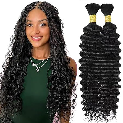 Water Wave Bulk Human Hair For Boho Braiding Natural Black