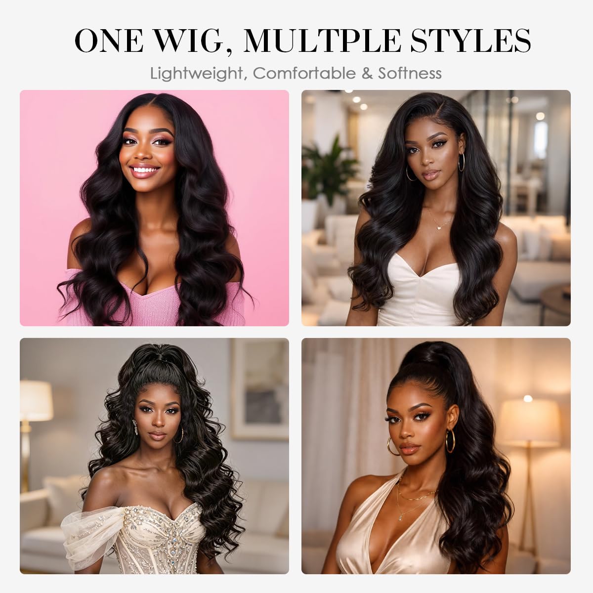 13x4 Body Wave Transparent Lace Front Wigs Human Hair Pre Plucked HD Lace Frontal Glueless Wigs with Baby Hair Natural Black