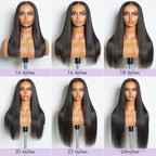 Yaki Straight 13x4/6x5 Glueless Lace Wig Pre-cut Lace Put On and Go Natural Black Beginner Friendly 150% Density