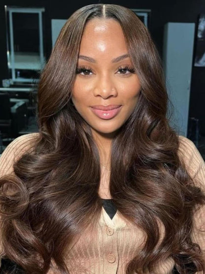 Brown Highlight Peacock Curls 13x4 Full Lace Wig Glueless Pull & Go Pre-Everything Body Wave Loose Wave Wig